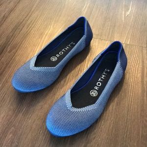 Rothy's "the flat" in cobalt birdseye